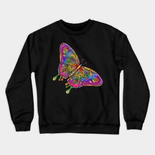 Psychedelic Paisley Rainbow Butterfly Crewneck Sweatshirt